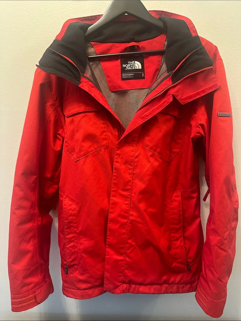 The North Face HyVent Men's Red Rain Jacket with Black Trim